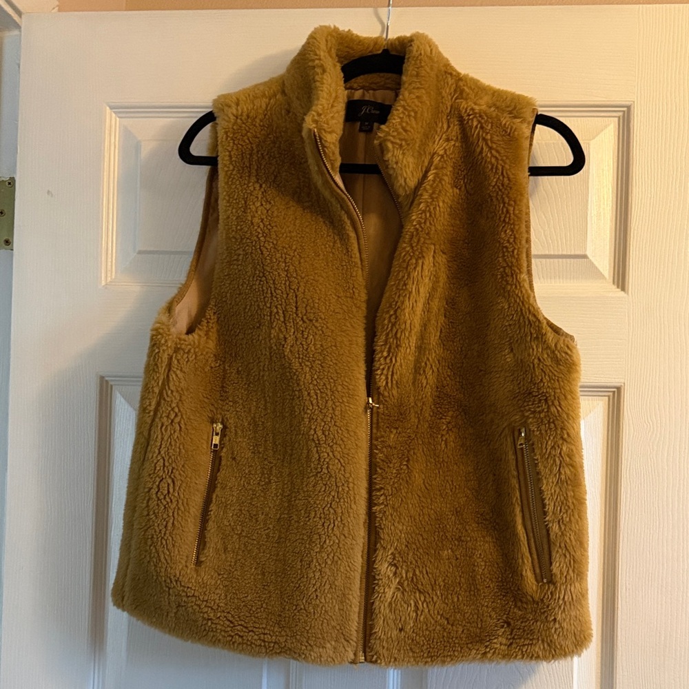 J. Crew Tan Faux Fur Vest